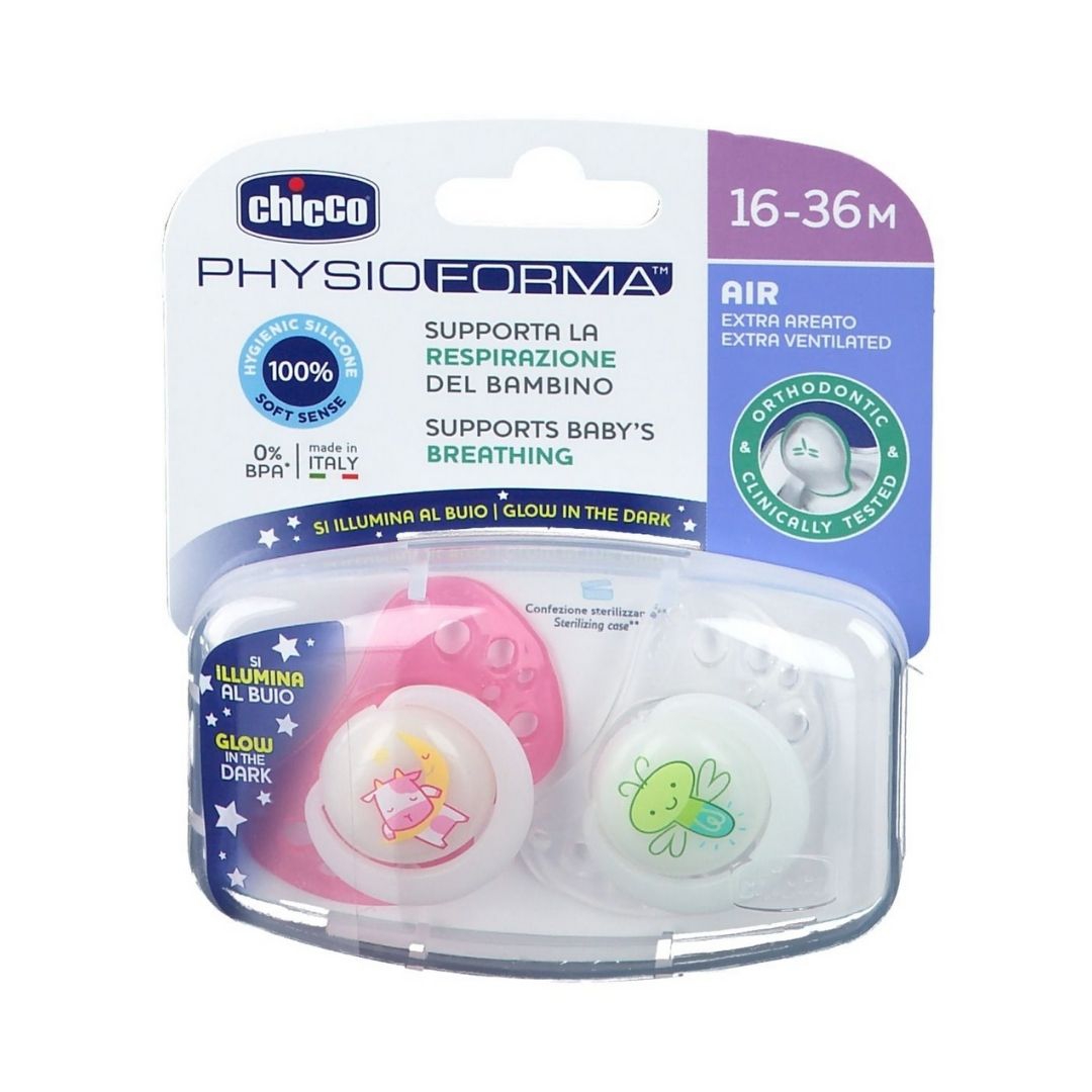 Chicco Succhietto Air Lumi In Silicone 16-36 Mesi 2 Pezzi