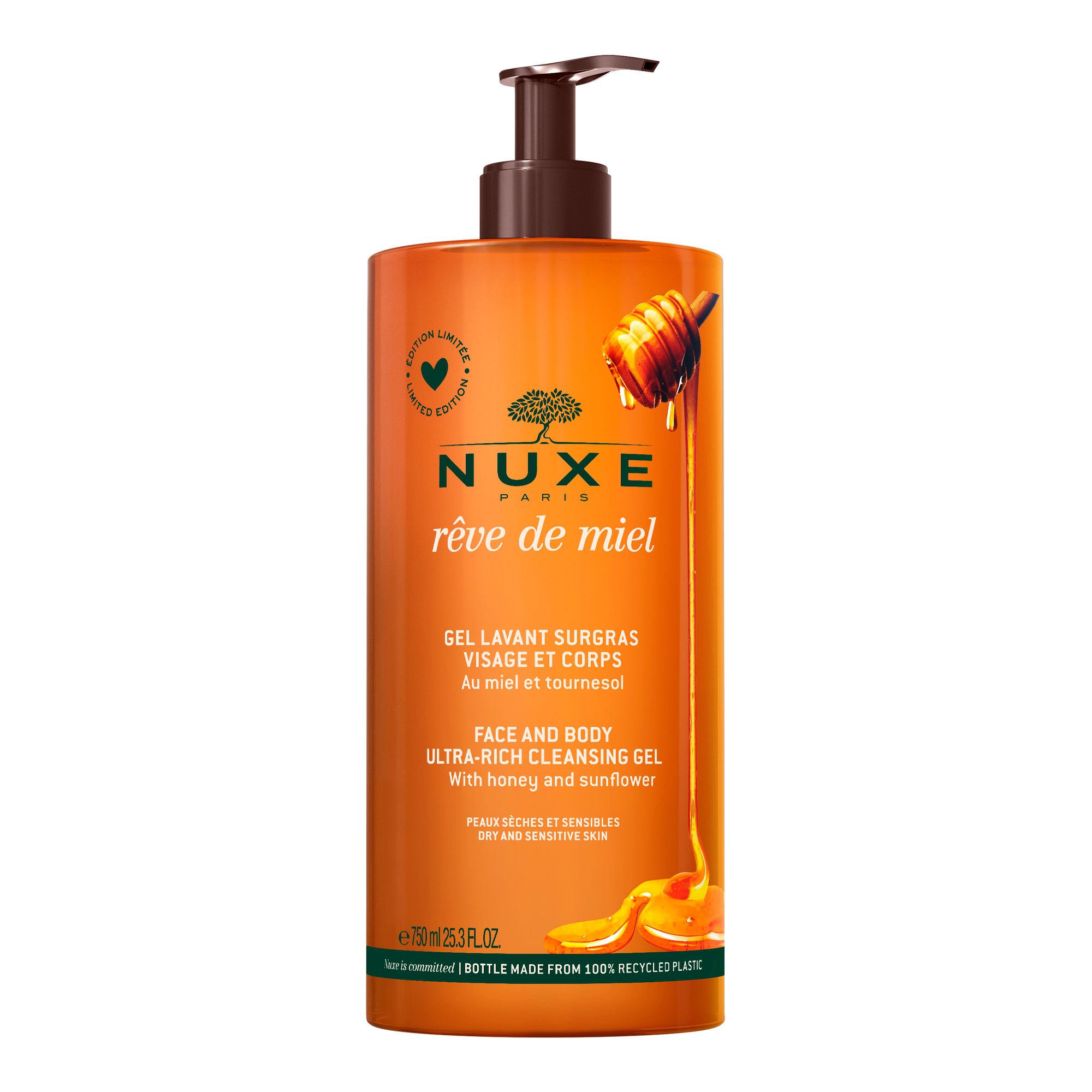 Nuxe Reve de Miel Gel Surgras Gel Detergente Lavante Viso e Corpo 750 ml