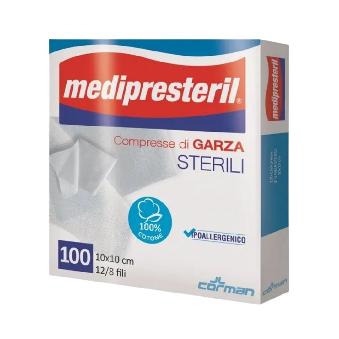 Corman Medipresteril Compresse di Garza Sterili 10x10 cm 100 pezzi