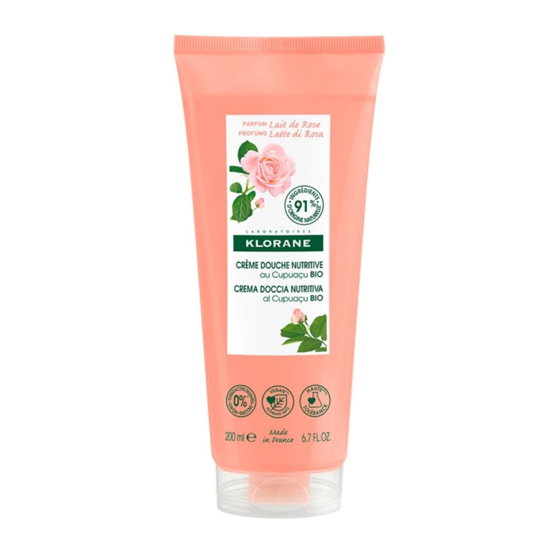 Klorane Crema Doccia Latte Di Rosa Nutriente per Pelle Secche 200 ml