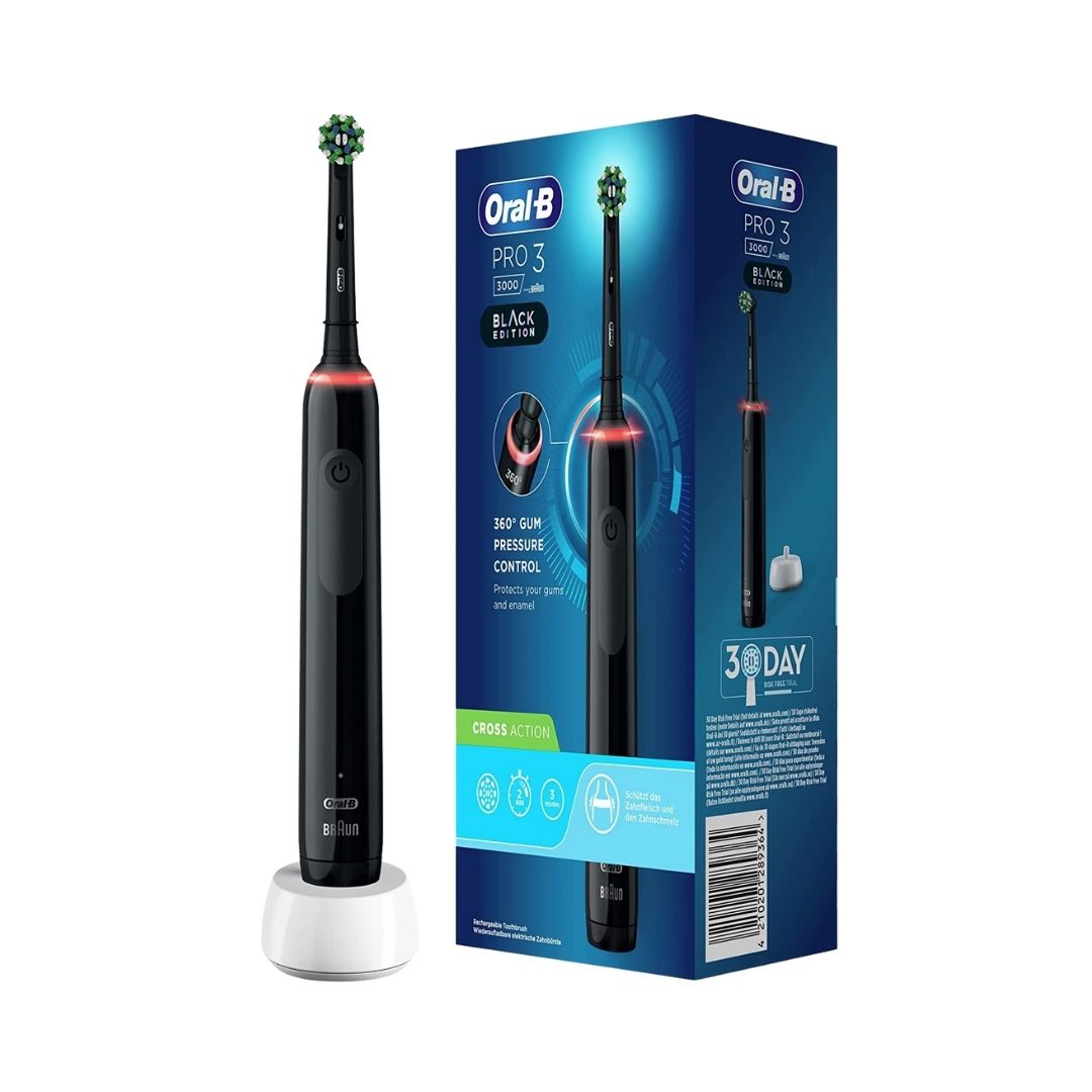 Oral-B Pro3 Cross Action Spazzolino Elettrico con Sensore di Pressione Nero