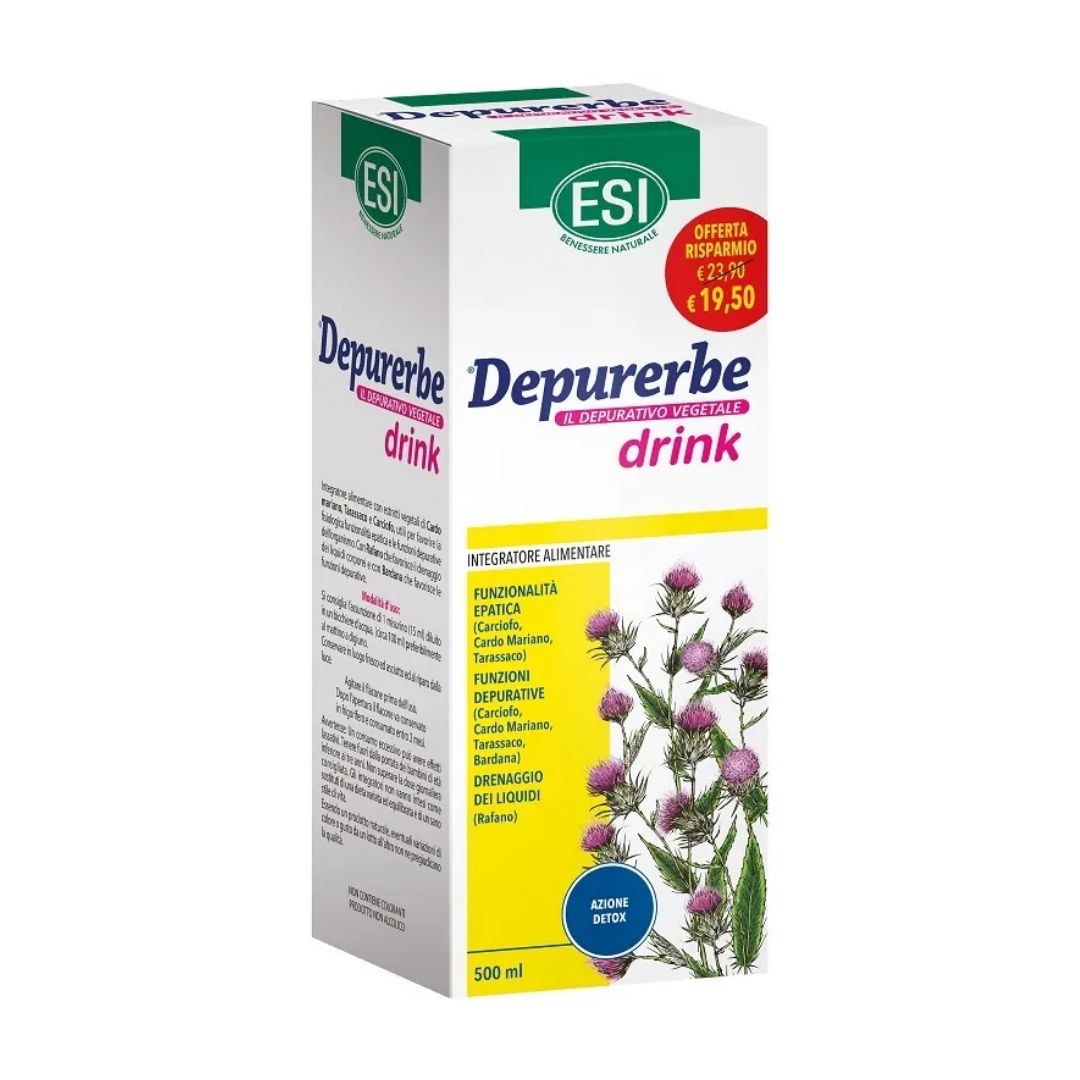 Esi Depurerbe Drink Integratore Depurativo Vegetale Benessere del Fegato 500 ml