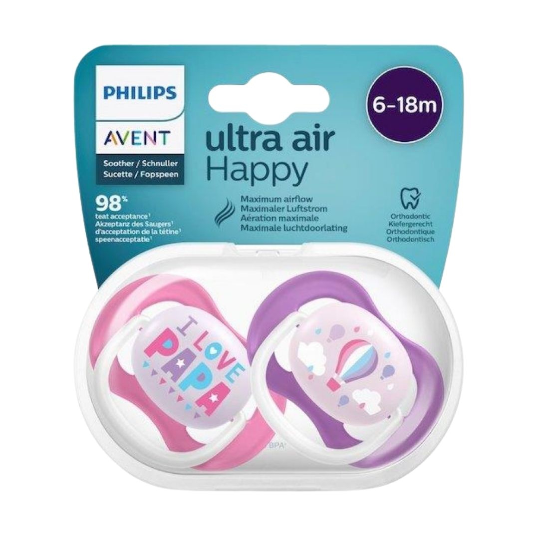 Philips Avent Ultra Air Succhietto Papa balloon Femmina 6 18 Mesi 2 Pezzi