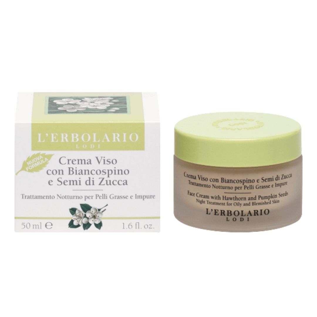 L'erbolario Crema Viso Notte Biancospino per Pelli Grasse e Impure 50 ml