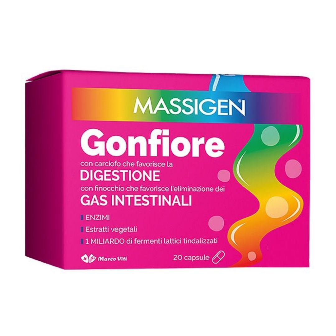 Massigen Gonfiore Integratore che Favorisce la Digestione 20 Capsule