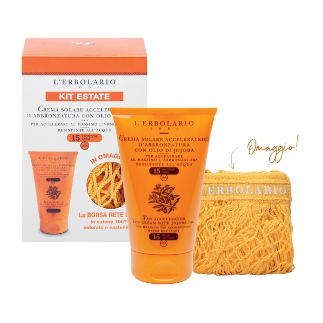 L'Erbolario Kit Crema Solare Acceleratrice d'Abbronzatura SPF15 e Borsa Mare