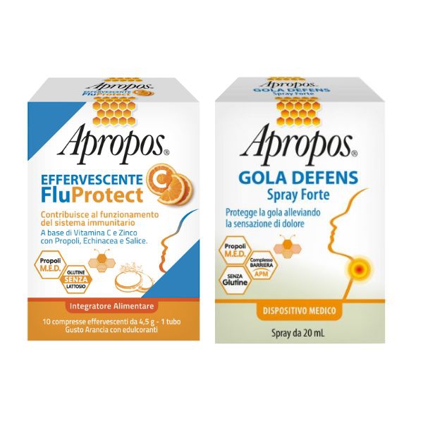 Apropos Gola Defens Spray Forte 20 ml + Fluprotect C 10 Compresse Effervescenti