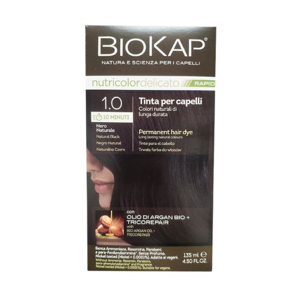 Biokap Nutricolor Delicato Rapid Tinta Capelli Colore 1.0 Nero Naturale
