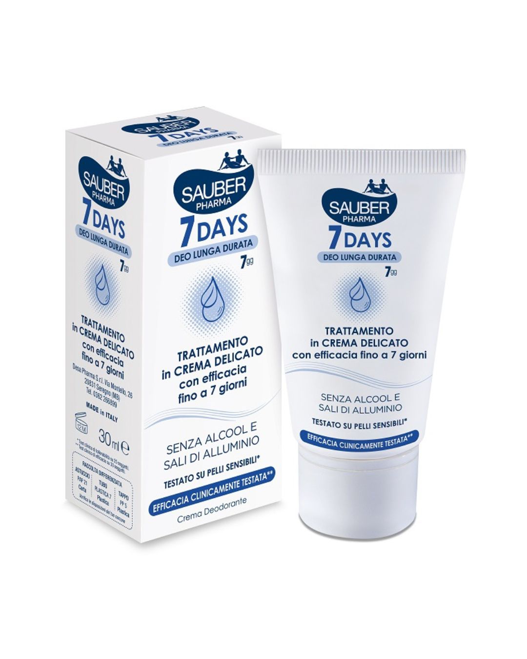 Sauber 7 Days Crema Deodorante Delicata A Lunga Tenuta 30 ml