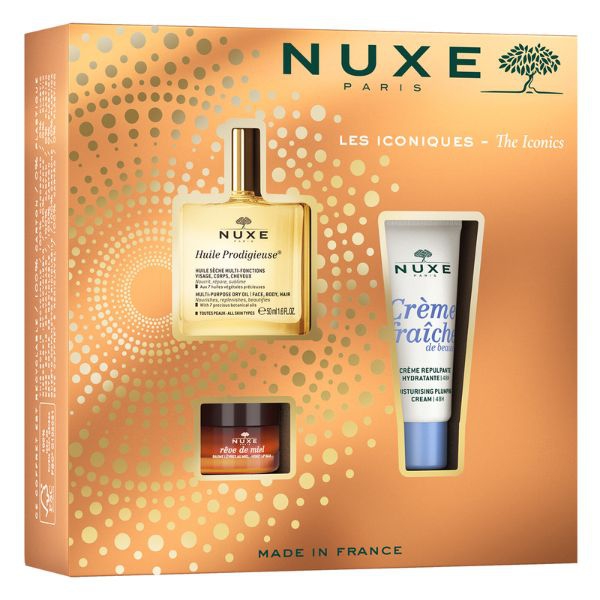 Nuxe Cofanetto Gli Iconici Olio Secco + Crema Viso + Balsamo Labbra