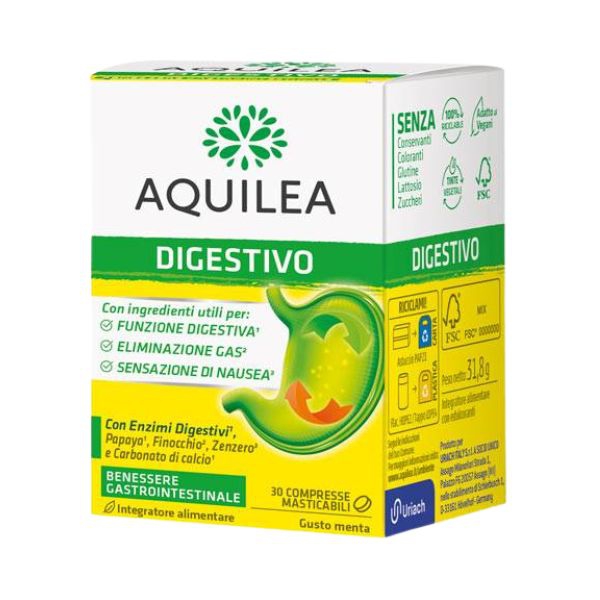 Aquilea Digestivo Integratore Per La Funzione Digestiva 30 Compresse Masticabili