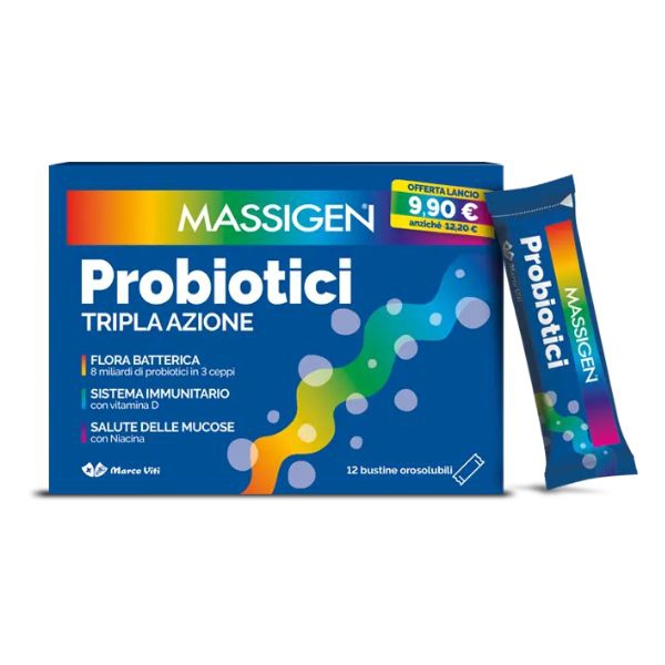 Massigen Probiotici Integratore per la Flora Intestinale 12 stick