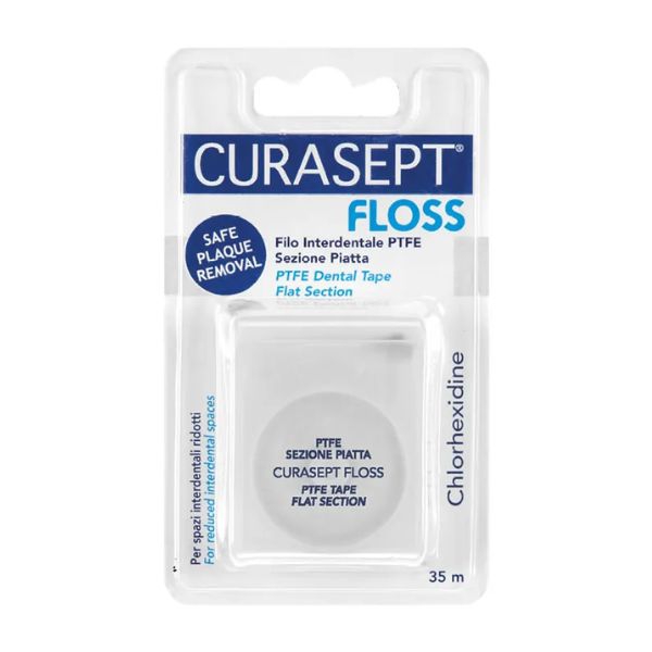 Curasept Floss PFTE Tape Clorexidina Filo Interdentale Sezione Piatta 35 m