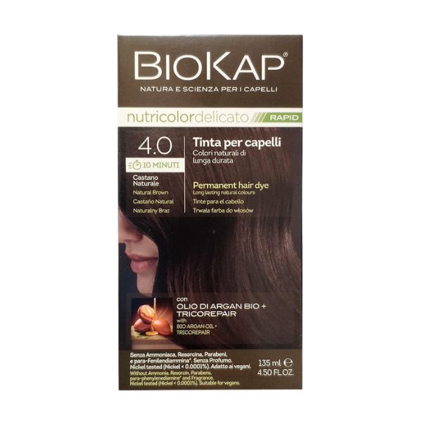 Biokap Nutricolor Delicato Rapid Tinta Capelli Colore 4.00 Castano Naturale