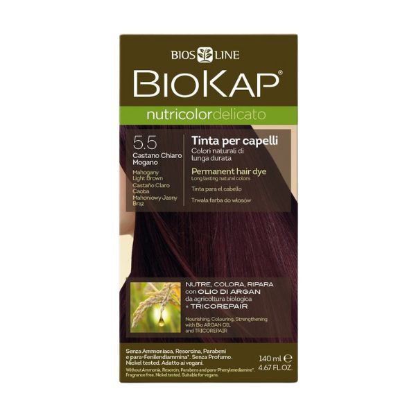 Biokap Nutricolor Delicato Tinta Per Capelli Colore 5.5 Castano Chiaro Mogano