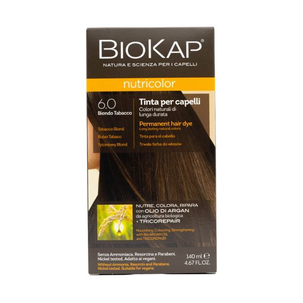 Biokap Nutricolor Tinta Per Capelli Con Olio Di Argan Colore 6.0 Biondo Tabacco