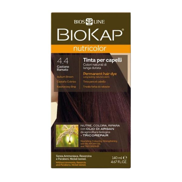 Biokap Nutricolor Tinta Per Capelli Con Olio Di Argan Colore 4.4 Castano Ramato