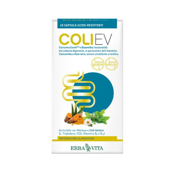 Erba Vita Coli EV Integratore Emolliente e Lenitivo per l'Intestino 45 Capsule