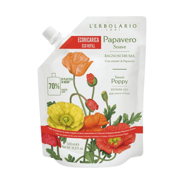 L'erbolario Papavero Soave Bagnoschiuma Profumato Ecoricarica 500 ml