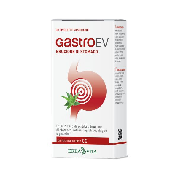 Erba Vita Gastro EV Integratore Alimentare Reflusso 30 Tavolette Masticabili