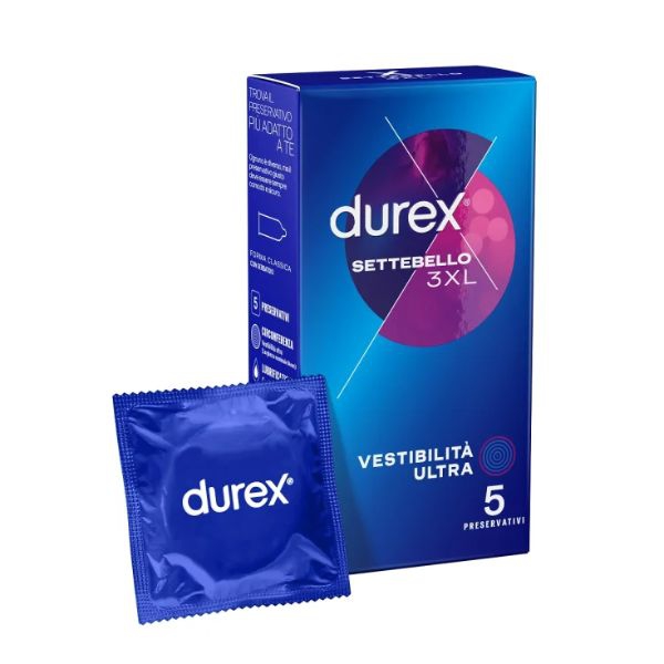 Durex Settebello 3XL Vestibilita  Ultra Profilattivi 5 Pezzi