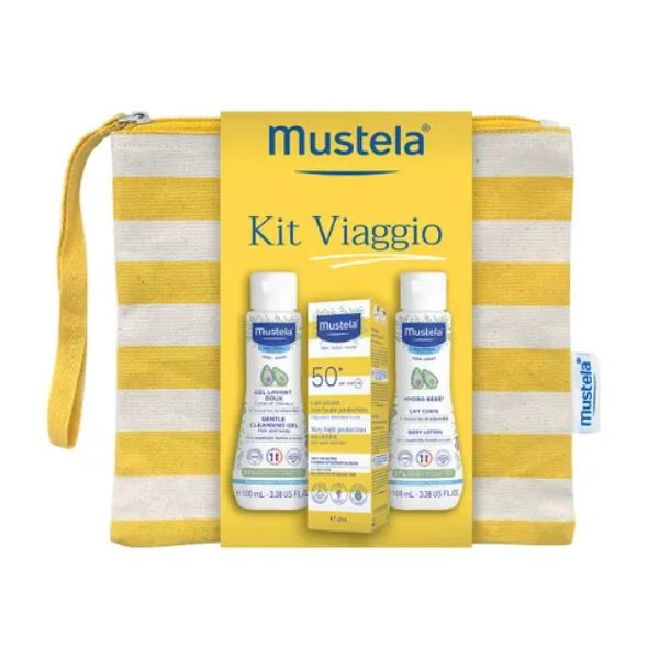 Mustela Kit Viaggio Latte Solare SPF50+ 40 ml + Detergente 100 ml + Idratante