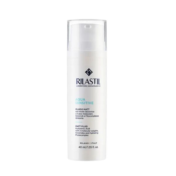 Rilastil Aqua Sensitive Fluido Matt Viso con Acido Ialuronico 40 ml