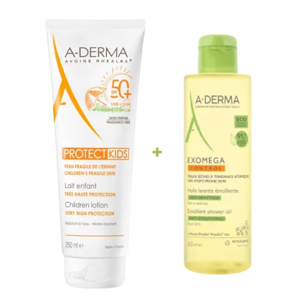 A-Derma Duo Protect Kids Latte Solare SPF50 250 ml + Olio Exomega 100 ml