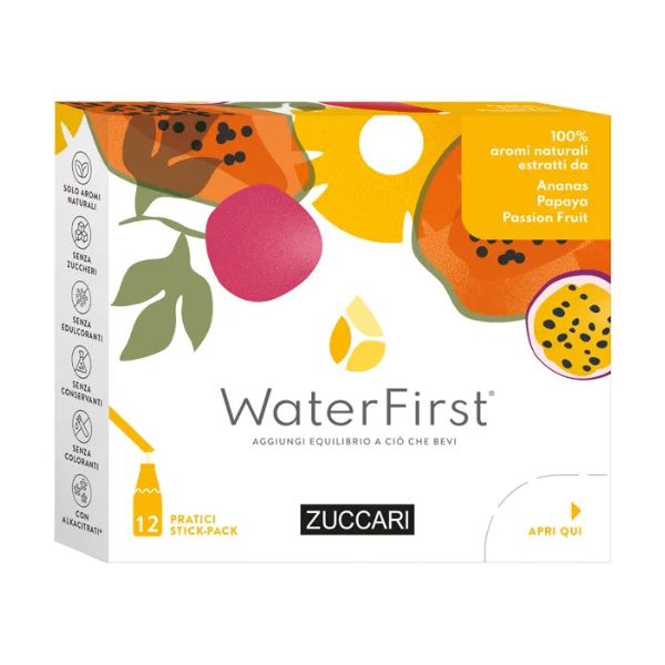Zuccari WaterFirst Aromatizzatore per Acqua Ananas/Papaya/Passion Fruit 12 Stick