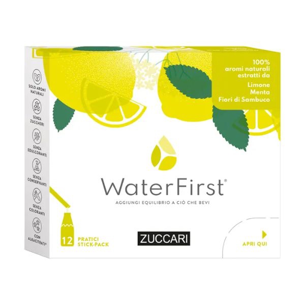 Zuccari WaterFirst Aromatizzatore Acqua Limoni, Menta, Fiori Di Sambuco 12 Stick
