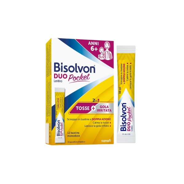 Bisolvon Duo Pocket Lenitivo Tosse + Gola Irritata 12 Bustine