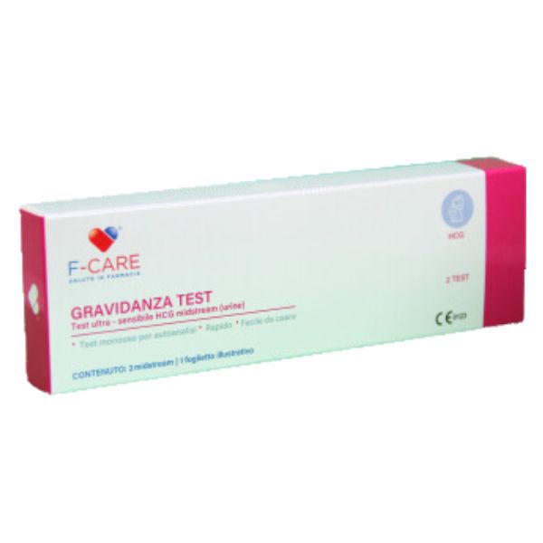 F-care Test Di Gravidanza Rapido Monouso Ultra-Sensibile HCG Midstream 2 Pezzi