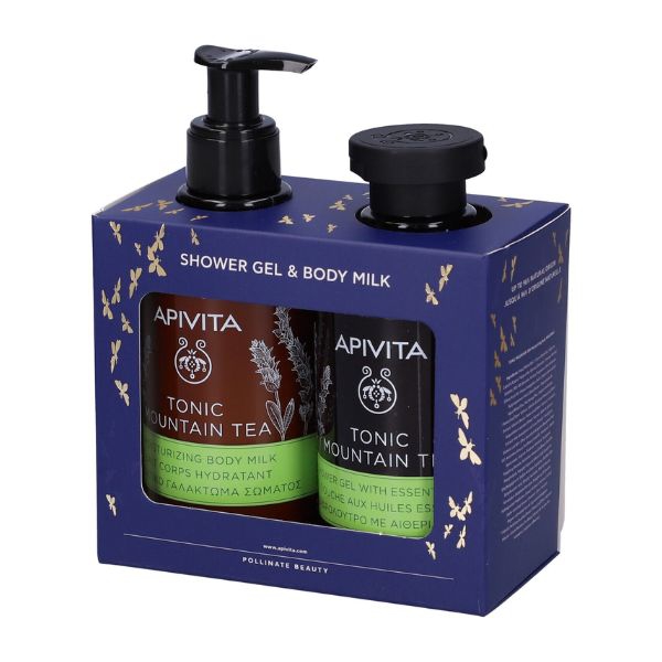 Apivita Cofanetto Tonic Montain Tea Gel doccia   Latte Corpo Idratante