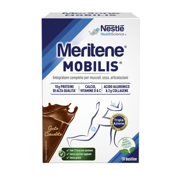 Meritene Mobilis Choc 8 Integratore di Proteine, Vitamine e Minerali 10 bustine