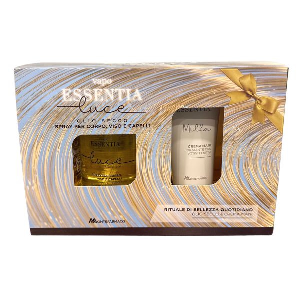 Vapo Essentia Luce Cofanetto Olio Secco Spray Per Viso Corpo Capelli Crema Mani