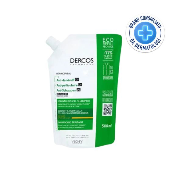 Vichy Dercos DS Shampoo Antiforfora per Capelli Secchi Ricarica Ecologica 500 ml