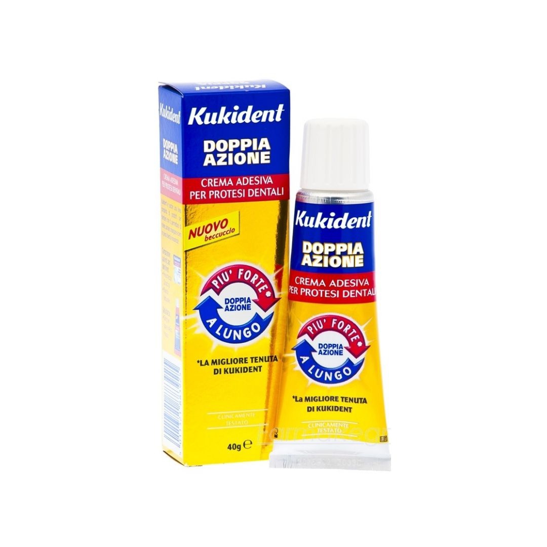 Kukident Doppia Azione Crema Adesiva Protettiva per Protesi Dentarie 40g