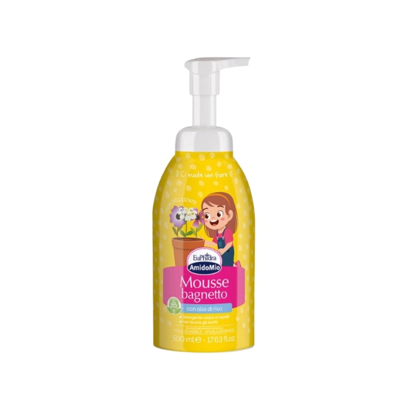 Euphidra Amido Mousse Bagnetto 500 ml Mousse per la Detersione Quotidiana di Neonati e Bambini