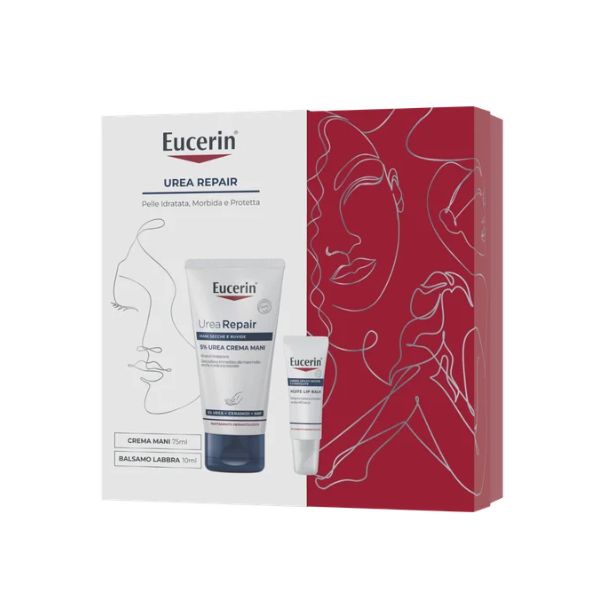 Eucerin Cofanetto Natale Urea repair Crema Rigenerante Mani 5% + Balsamo Labbra
