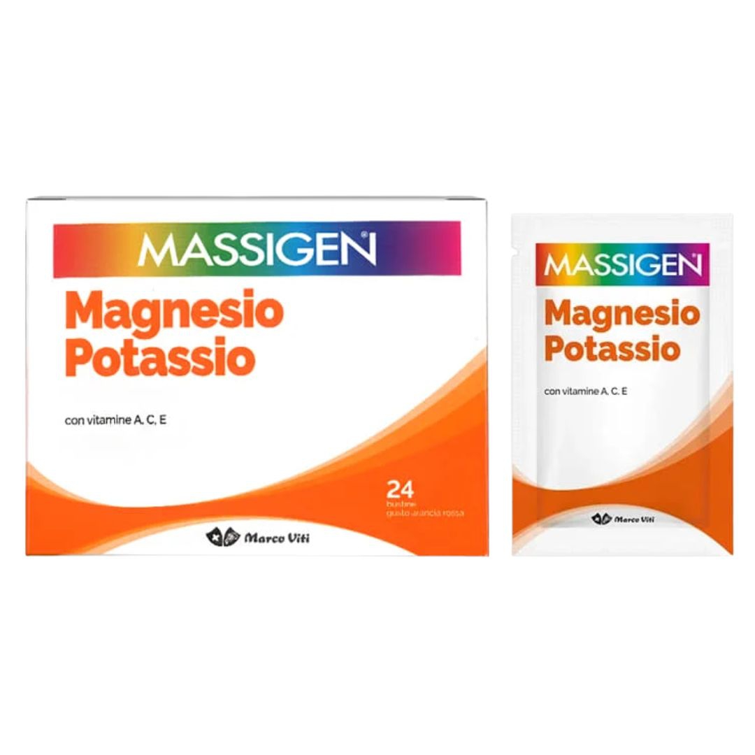 Massigen Magnesio e Potassio Integratore per Energia e Recupero 24 Bustine