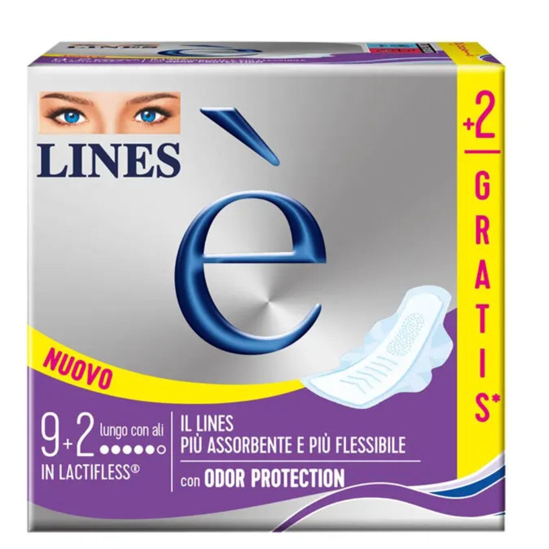 Lines � Lungo Assorbenti con Ali per Protezione Extra 9+2 Pezzi