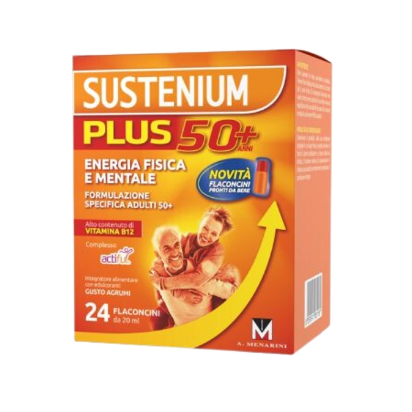Sustenium Plus 50+ Integratore Per Energia Fisica e Mentale 24 Flaconcini 20 ml