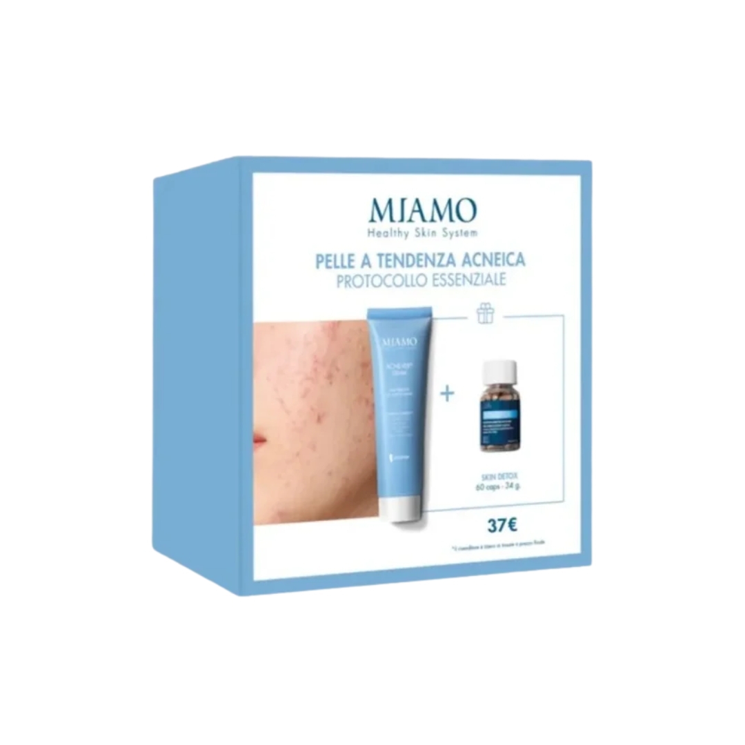 Miamo Cofanetto 2025 Pelle Tendenza Acneica - Crema Acnever 50 ml + Skin Detox 60 Capsule
