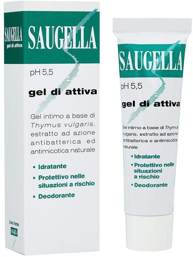 Saugella Attiva Verde Gel Idratante Lubrificante Intimo Delicato pH 3.5 30 ml