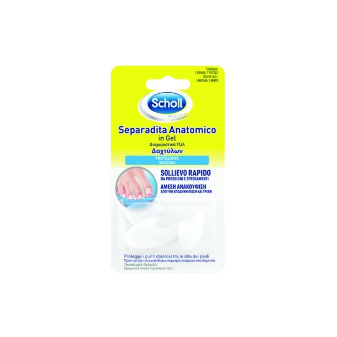 Scholl Separadita Anatomico in Gel Sollievo Rapido Pressioni Sfregamenti 3 Paia