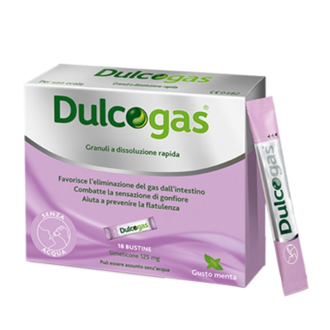 Dulcogas Integratore per l'Eliminazione del Gas Intestinale 18 Bustine