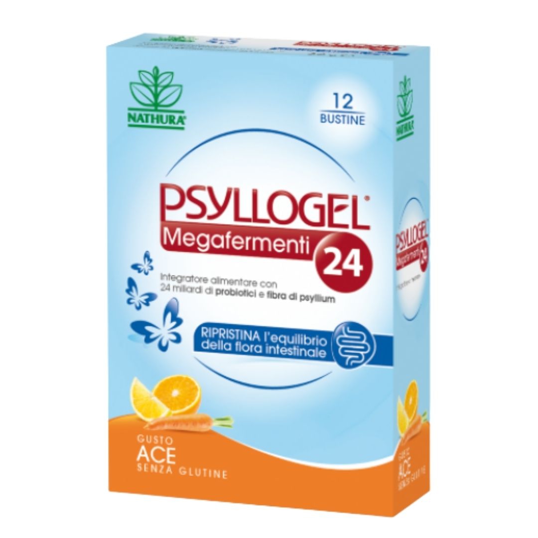 Psyllogel Megafermenti 24 Integratore di Fermenti Lattici 12 Buste ACE