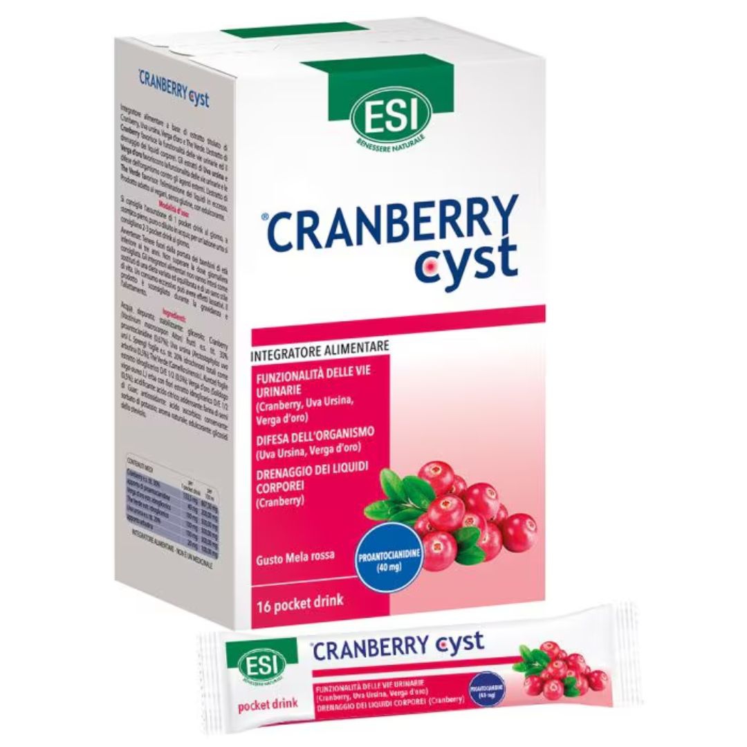 Esi Cranberry Cyst Integratore Benessere delle Vie Urinarie 16 Pocket Drink