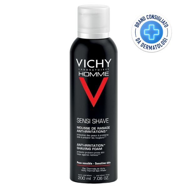 Vichy Homme Sensi Shave Mousse Schiuma da Barba Anti-Irritazioni Uomo 200 ml