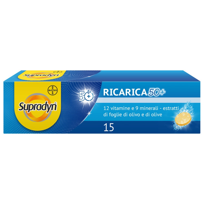 Supradyn Ricarica 50+ Integratore Vitamine e Minerali con Antiossidanti 15 Compresse Effervescenti